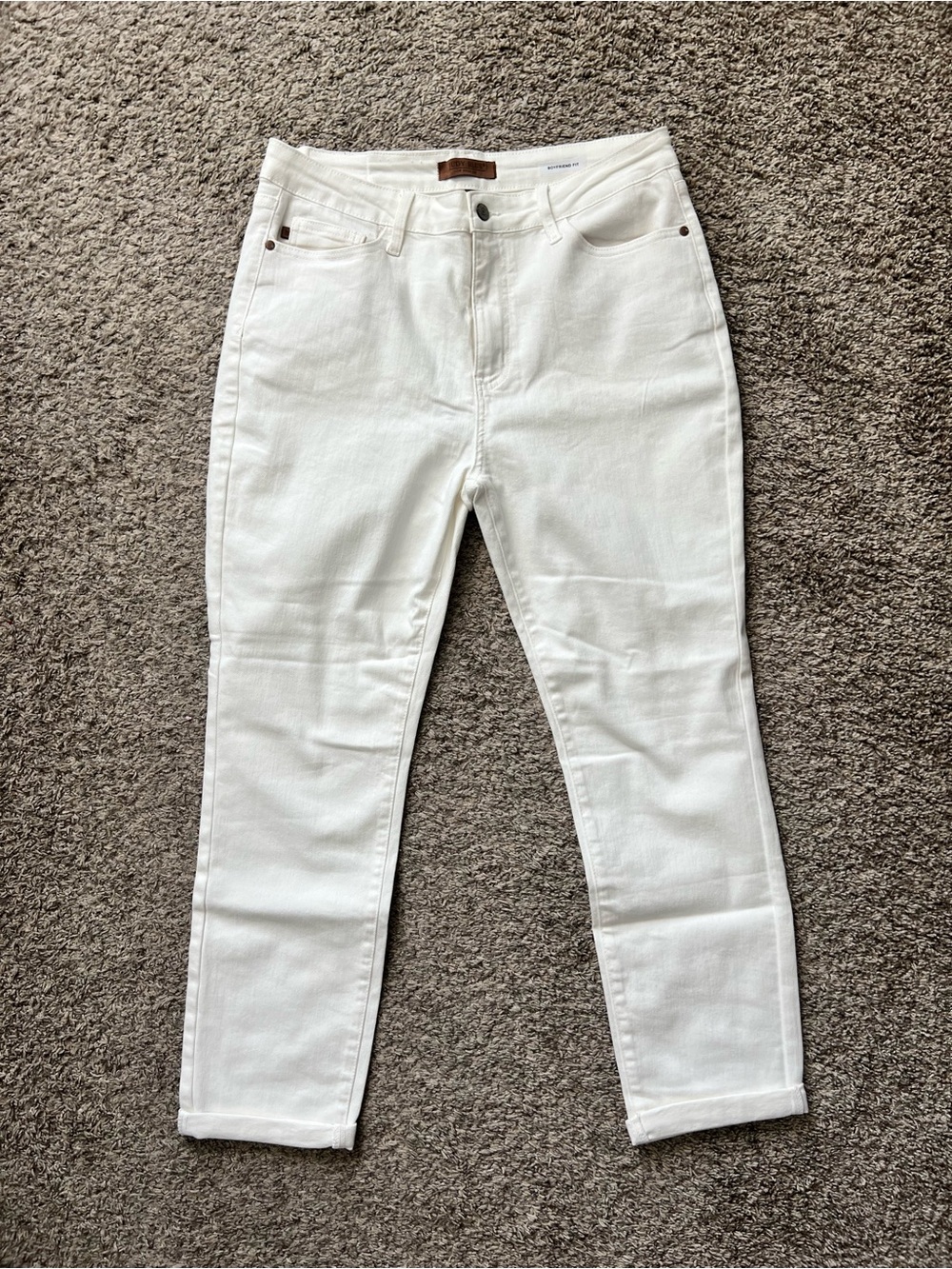 Judy Blue White High-Rise Boyfriend Jeans